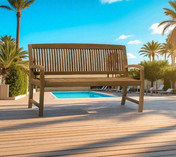 Comforteck teak outdoor furniture bench 150 cm for poolside and patio