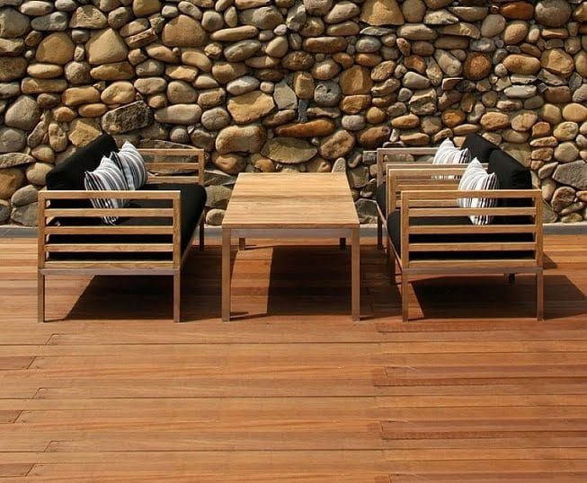 outdoor teak sofa with fabric cushions