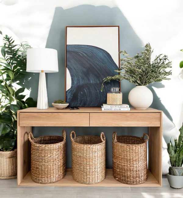 Teak Wood Console Table with Storage – Nordic Style Furniture