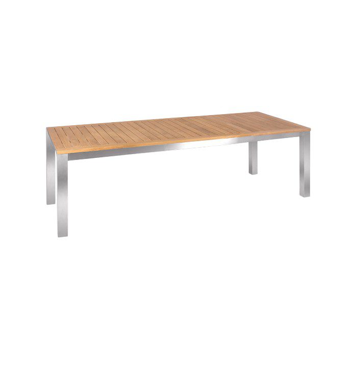 Teak extension dining table 230/160 with stainless steel legs