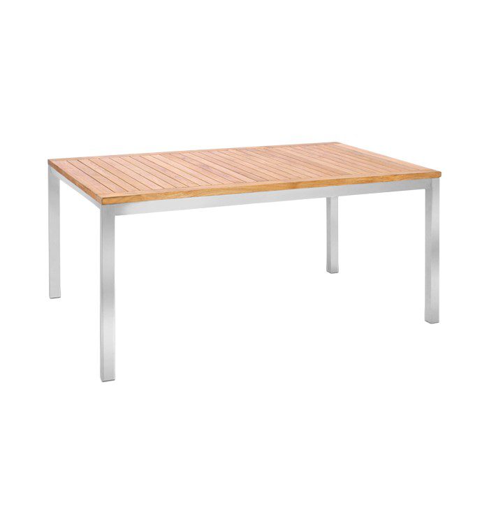 Siro teak stainless steel dining table 160 cm with solid teak top