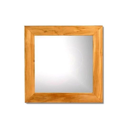 Square Teak Bathroom Mirror
