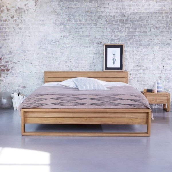 Minimalist King Size Rustic Teak Bed Frame