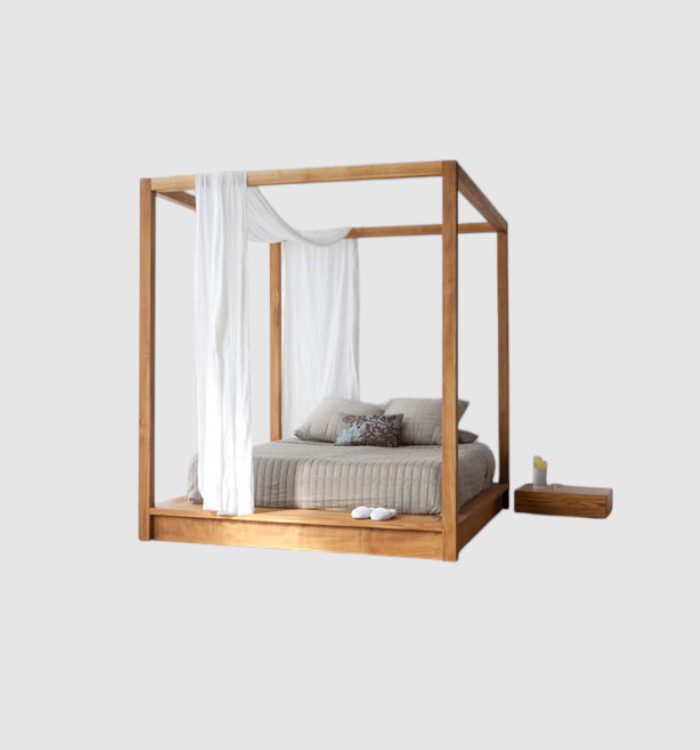Four Poster Teak Bed with modern design and clean lines