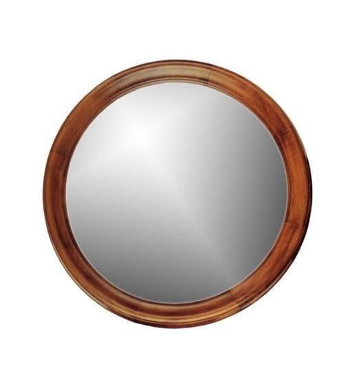 Circular Teak Frame Mirror