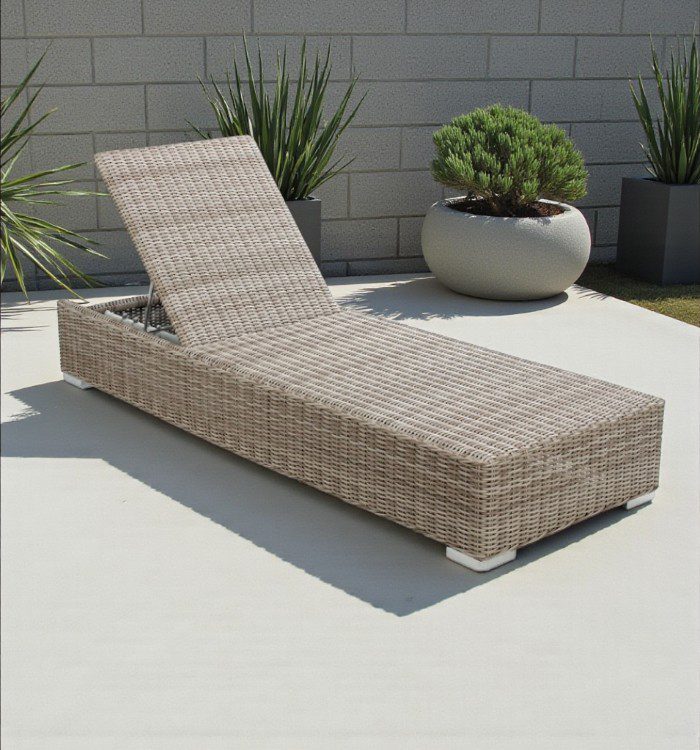 Kubu wicker sun lounger for poolside or garden use