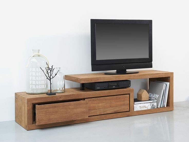 Handcrafted reclaimed teak TV console for home entertainment