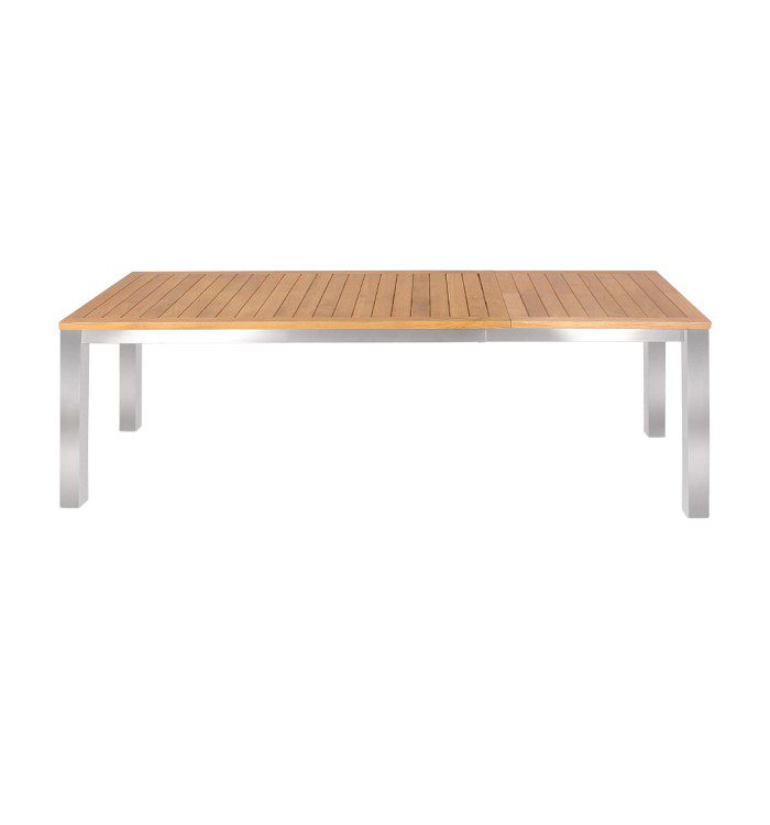 Teak extension dining table 310/210 with stainless steel legs