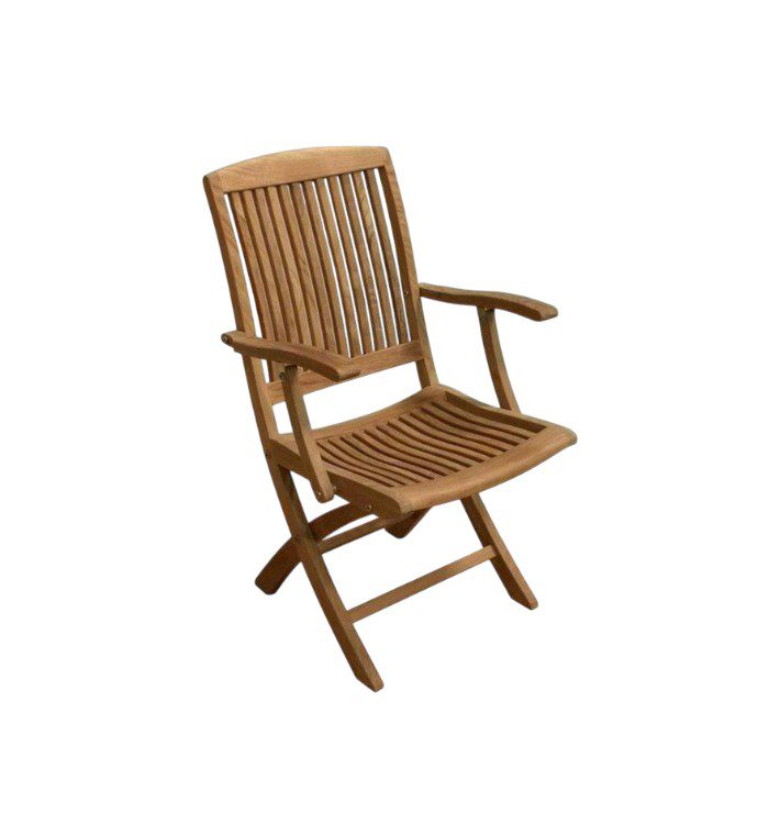 Comforteck teak wood arm chair, foldable, durable outdoor chair for patio and garden