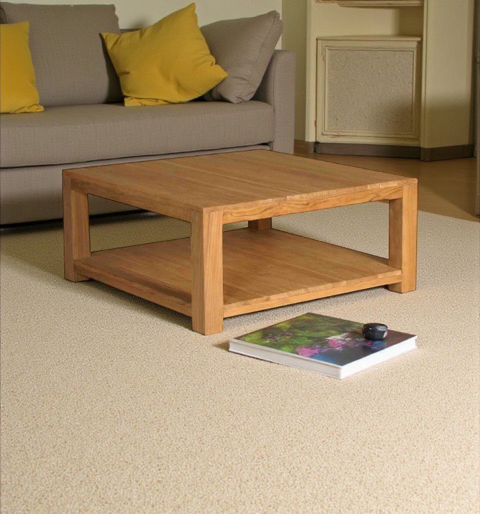 Elegant teak square coffee table with smooth finish