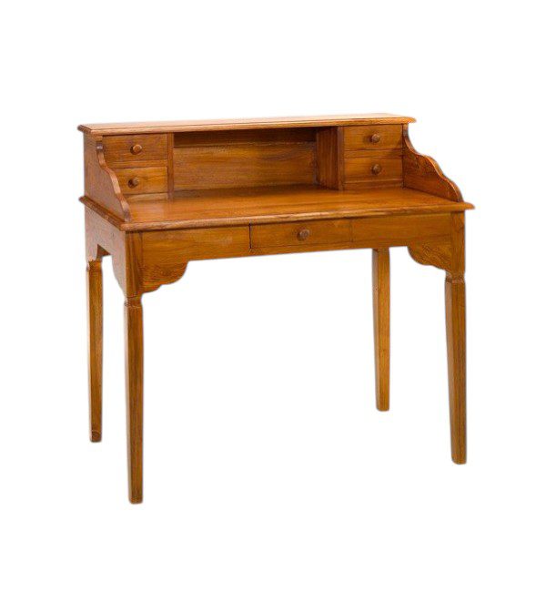 Classic Teak Writing Desk with Storage Drawers – Solid Teak Wood Study Table for Home Office