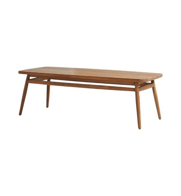 Twist Solid Teak Coffee Table – Minimalist Rectangular Coffee Table with Tapered Legs