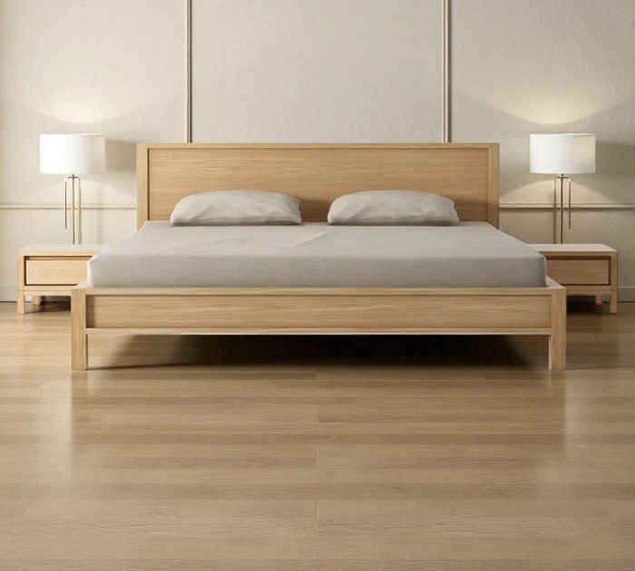 Milan teak wood bed frame Malaysia in solid teak with modern design