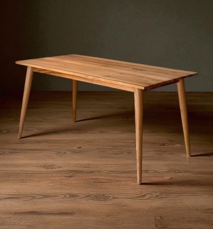 Arvika Teak Dining Table in solid Grade A teak wood, Scandinavian design with tapered legs