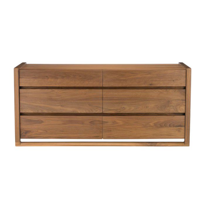 Solid teak wood chest of drawers in natural finish