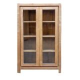 teak wood glass door display cabinet