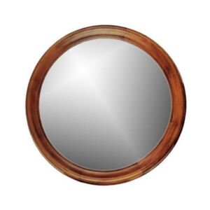 circular teak frame mirror