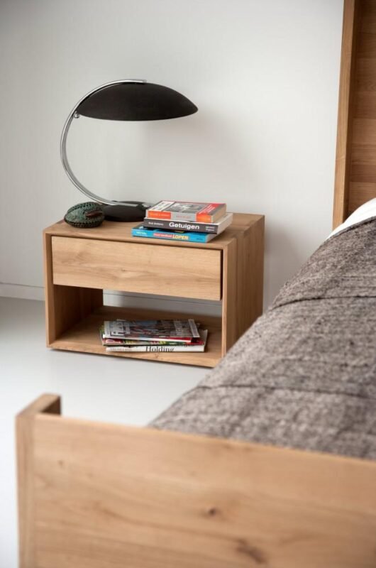 teak bed side table with one drawer