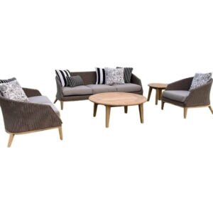 Teak & Wicker Outdoor Lounge Sofa Set- Grace