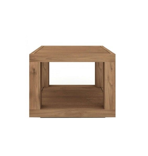 modern teak wood cube side table