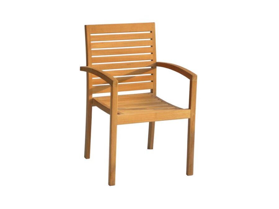 trent teak wood stacking arm chair