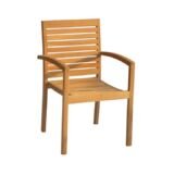 trent teak wood stacking arm chair