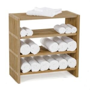 Teak wood towel shelf, Constructed with 100% naturally harvested solid teak and comes in two sizes