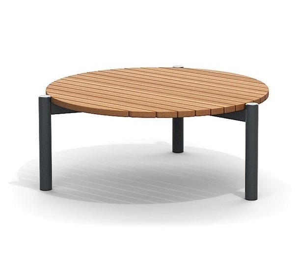 teak low round outdoor coffee table