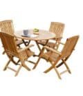 teak round folding table & chairs set
