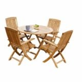 teak round folding table & chairs set