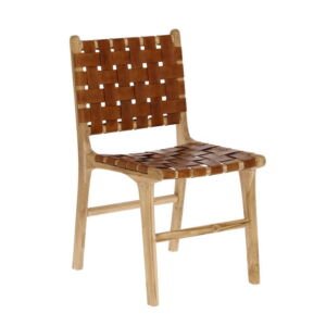 Teak & leather dining chair