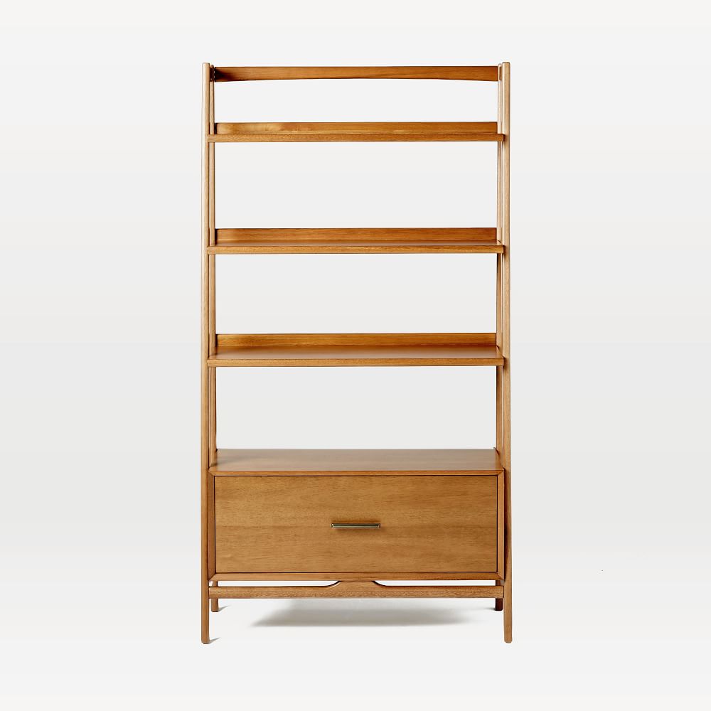 Mid century modern discount narrow bookcase
