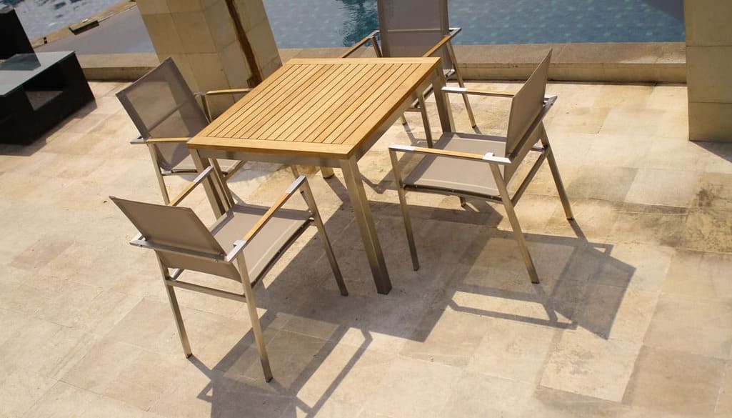 Siro Teak Stainless Steel Table 90 - Image 2