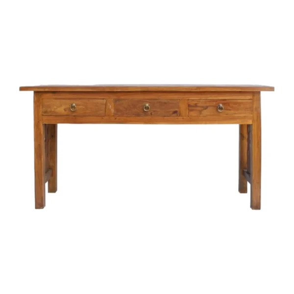 teak wood console table with 3 drawers for modern styles