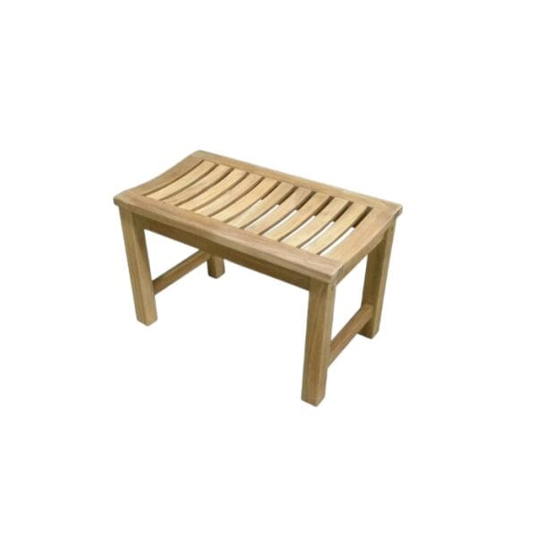 Solid teak wood backless shower bench 60 cm for bathroom, shower, and compact indoor seating use.