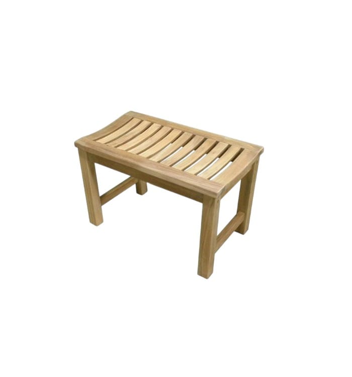 Solid teak wood backless shower bench 60 cm for bathroom, shower, and compact indoor seating use.