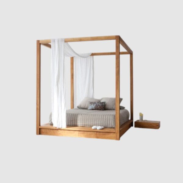 Four Poster Teak Bed with modern design and clean lines