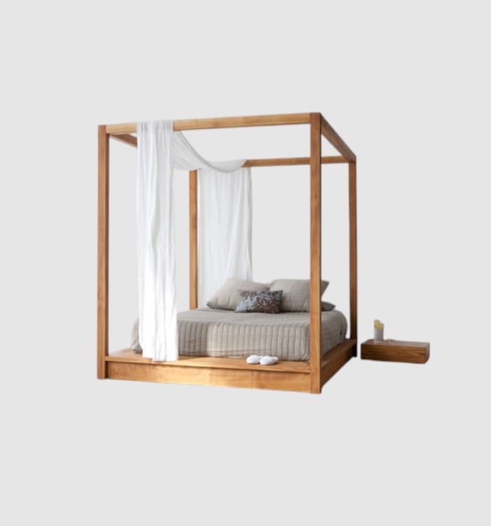 Four Poster Teak Bed with modern design and clean lines
