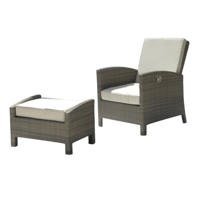 Wicker Lyon Recliner Chair with adjustable backrest, durable outdoor patio furniture