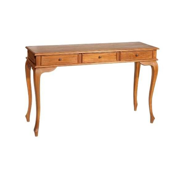 betawi teak wood three darwer console table in classic design