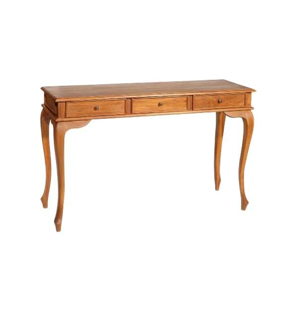 betawi teak wood three darwer console table in classic design