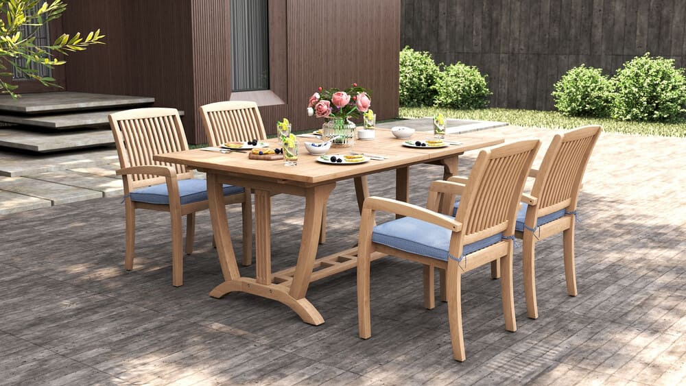 Durable solid teak outdoor table, 3-length options