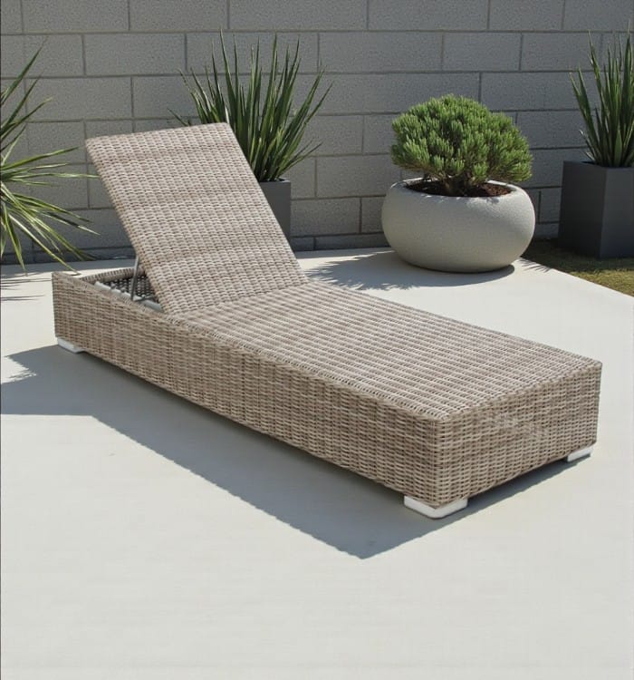 Kubu wicker sun lounger for poolside or garden use