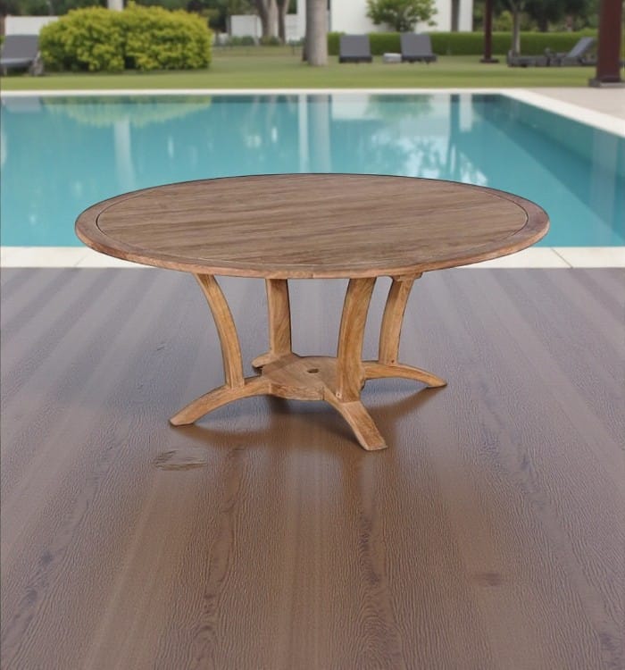 Teak patio table 178 cm round, durable outdoor dining table