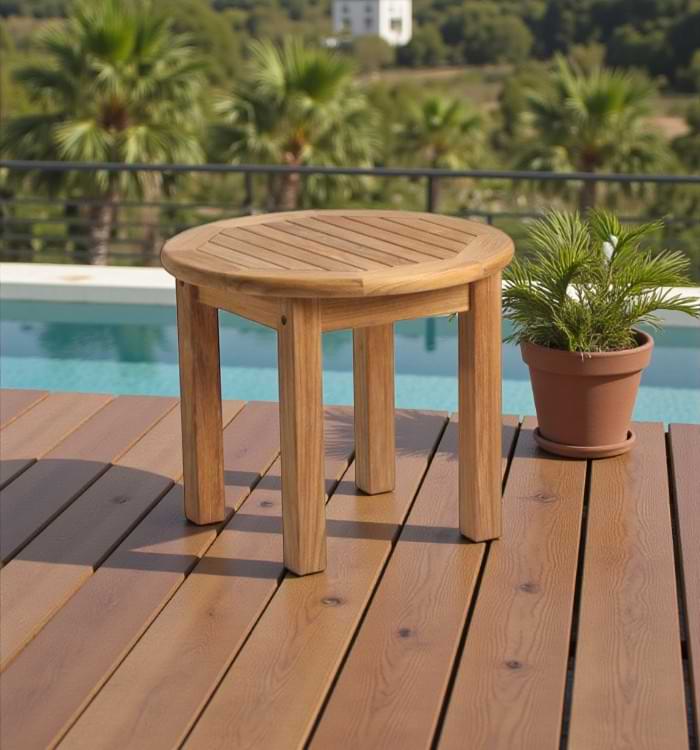 Compact teak side table for garden or balcony
