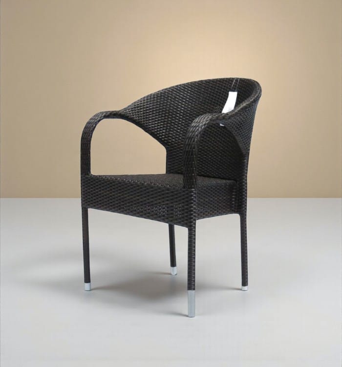Outdoor Serena wicker armchair with stackable design for modern dining spaces