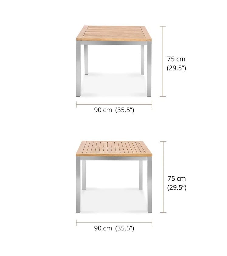 Siro Teak Stainless Steel Table 90 - Image 4