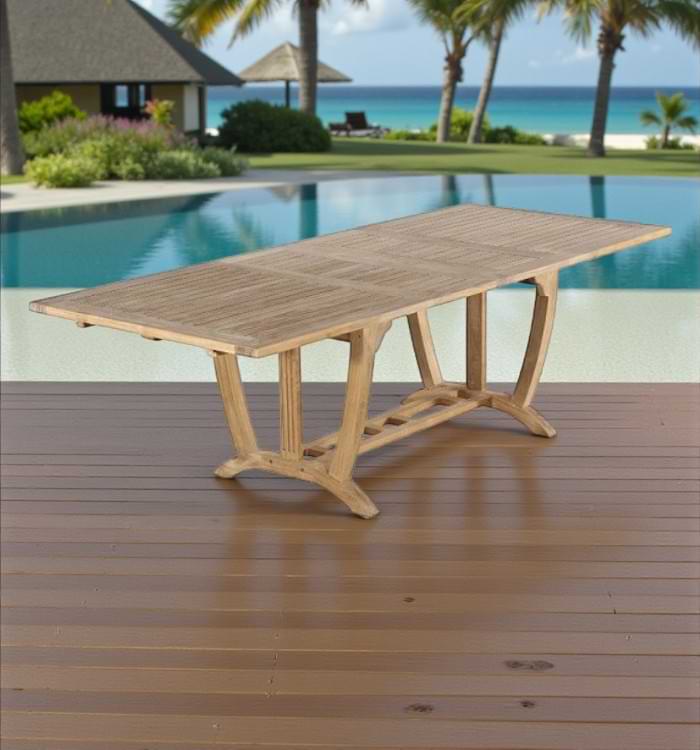 Rectangular teak extension table 170/205/240 cm outdoor dining