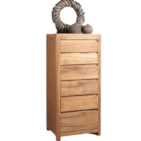 Highboy Teak Wood Chest of Drawers with 6 spacious drawers