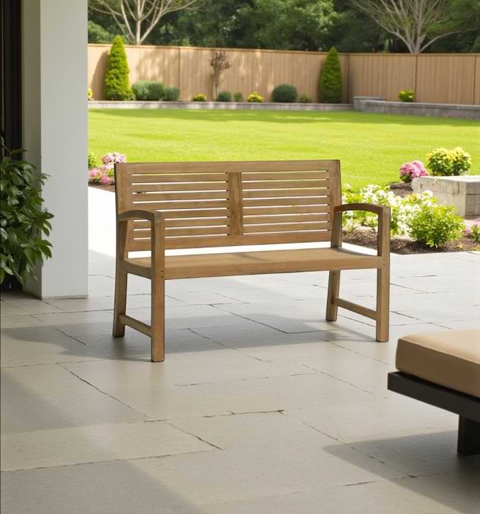 Solid teak outdoor bench Malaysia for garden and patio seating